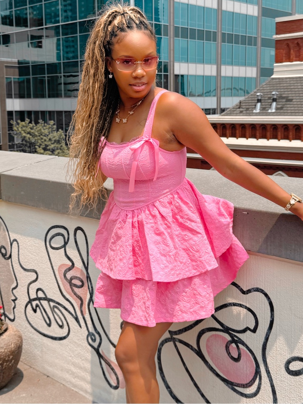 Francesca’s Pink Corset Dress